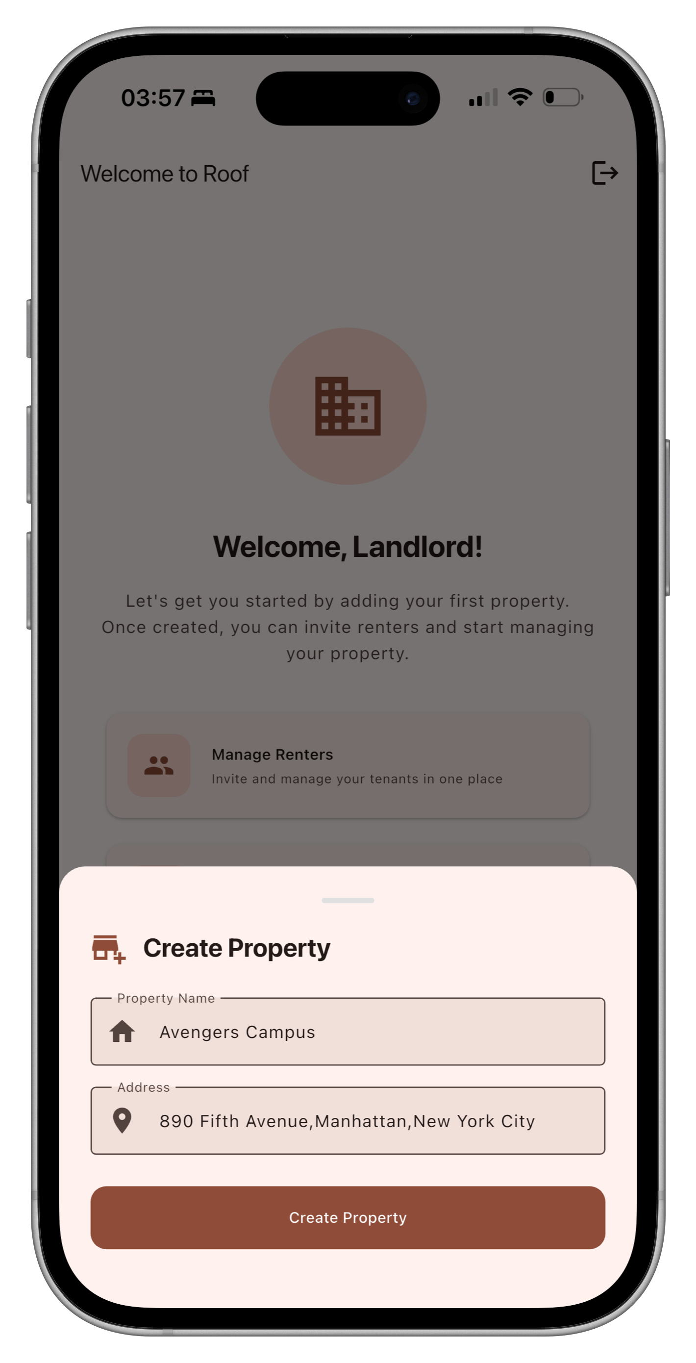 Add property screen