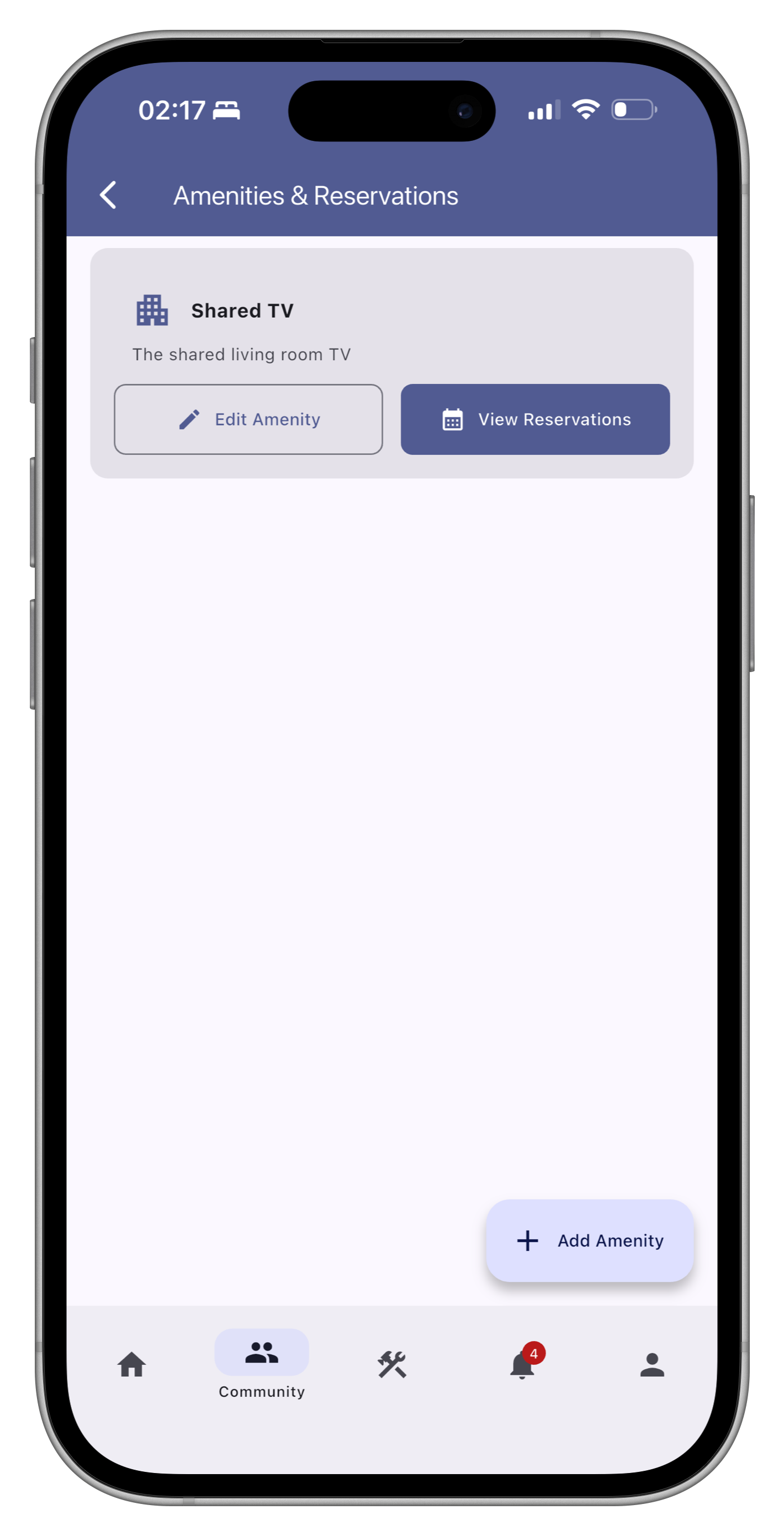 Amenities and reservations