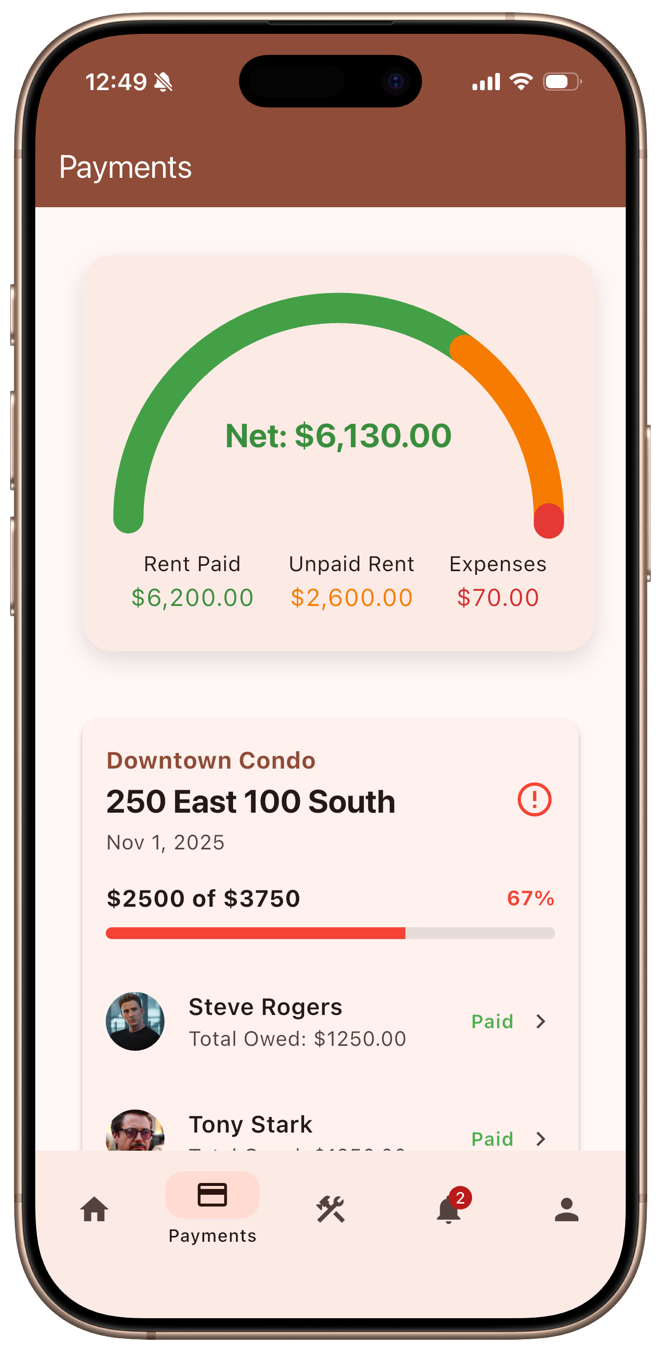 Landlord dashboard